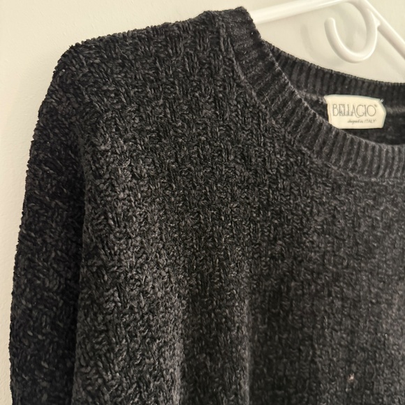 BELLAGIO ITALY CREWNECK SWEATER CHENILLE GRANDPACORE PREPPY VINTAGE BLK MEN XXL - Picture 3 of 12